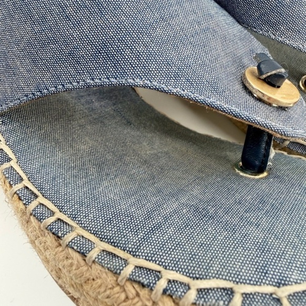 GH Bass Opal Blue Chambray Espadrille Wedge Sandals Womens Denim 5M Spring - Picture 7 of 7